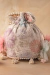 Shop_Bhavna Kumar_Blush Embroidery, Pearls, Tassels Pink Potli Bag _Online_at_Aza_Fashions
