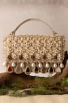 Buy_Bhavna Kumar_Gold Embroidery, Pearls, Mirrors Clutch Bag _Online_at_Aza_Fashions