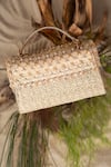 Shop_Bhavna Kumar_Gold Embroidery, Pearls, Mirrors Clutch Bag _at_Aza_Fashions