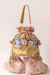 Shop_Bhavna Kumar_Multi Color Embroidery, Tassels Multicolor Silk Potli Bag _at_Aza_Fashions