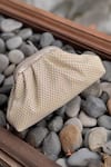 Shop_Bhavna Kumar_Beige Rhinestones Puff Clutch Bag _Online_at_Aza_Fashions