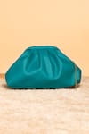 Shop_Bhavna Kumar_Blue Teal Puff Clutch Bag _at_Aza_Fashions