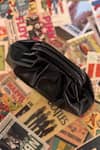 Shop_Bhavna Kumar_Black Vegan Leather Puff Clutch _at_Aza_Fashions