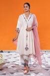 Buy_Janki India_Ivory Chanderi Embroidery V-neck Angrakha Set _at_Aza_Fashions