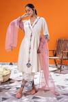 Janki India_Ivory Chanderi Embroidery V-neck Angrakha Set _at_Aza_Fashions