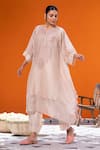 Buy_Janki India_Rose Gold Satin, Silk Embroidery Round Neck Kaftan Set _Online_at_Aza_Fashions