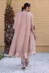 Shop_Janki India_Rose Gold Chanderi Embroidery V-neck Organza Jacket Set _at_Aza_Fashions