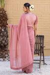 Shop_Janki India_Pink Chanderi Embroidery V-neck Saree With Blouse _at_Aza_Fashions