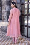 Shop_Janki India_Peach Silk, Organza Embroidery Round Neck Chanderi Kurta Set _at_Aza_Fashions
