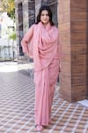 Shop_Janki India_Peach Chanderi Embroidery Round Neck Saree With Blouse _Online_at_Aza_Fashions