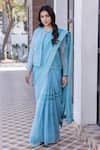 Buy_Janki India_Sky Blue Silk Embroidery Round Neck Chanderi Saree With Blouse _at_Aza_Fashions