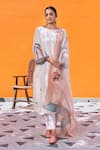 Buy_Janki India_Ivory Dupion Embroidery Round Neck Silk Kurta Set _Online_at_Aza_Fashions