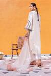 Shop_Janki India_Ivory Dupion Embroidery Round Neck Silk Kurta Set _at_Aza_Fashions