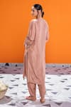 Shop_Janki India_Rose Gold Chanderi Embroidery Round Neck Silk Kurta Set _at_Aza_Fashions