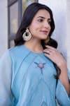 Shop_Janki India_Sky Blue Silk Embroidery Round Neck Organza Kaftan Set _Online_at_Aza_Fashions