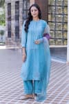 Buy_Janki India_Sky Blue Silk Embroidery Round Neck Chanderi Kurta Set _at_Aza_Fashions