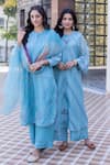 Buy_Janki India_Sky Blue Silk Embroidery Round Neck Chanderi Kurta Set 
