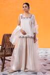 Buy_Janki India_Ivory Satin, Organza Embroidery Square Neck Sharara Set _at_Aza_Fashions