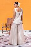 Shop_Janki India_Ivory Satin, Organza Embroidery Square Neck Sharara Set _at_Aza_Fashions