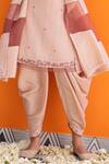 Shop_Janki India_Rose Gold Satin Embroidery V-neck Kurta And Dhoti Pant Set _Online_at_Aza_Fashions