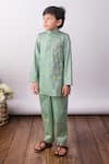 Buy_The Right Cut_Green Cotton Embroidery Mint Petal Prince Kurta Set _at_Aza_Fashions