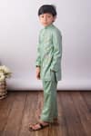 Buy_The Right Cut_Green Cotton Embroidery Mint Petal Prince Kurta Set _Online_at_Aza_Fashions