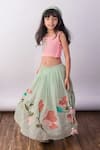 The Right Cut_Peach Organza Embroidery Lil Tropicana Top And Skirt Set _Online_at_Aza_Fashions