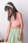 Shop_The Right Cut_Peach Organza Embroidery Lil Tropicana Top And Skirt Set _Online_at_Aza_Fashions