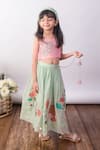 The Right Cut_Peach Organza Embroidery Lil Tropicana Top And Skirt Set _at_Aza_Fashions