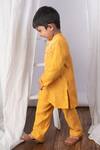 Shop_The Right Cut_Mustard Chanderi Pearls, Mirrors Sunshine Kurta Set _at_Aza_Fashions