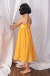 Shop_The Right Cut_Yellow Chanderi Embroidery, Pearls Amber Blossom Dress _at_Aza_Fashions