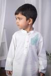 The Right Cut_White Cotton Embroidery Aqua Leaf Kurta Set _Online_at_Aza_Fashions