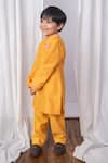 The Right Cut_Yellow Chanderi Embroidery Mustard Sunrise Lotus Kurta Set _at_Aza_Fashions