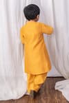 Shop_The Right Cut_Yellow Chanderi Embroidery Mustard Sunrise Lotus Kurta Set _at_Aza_Fashions