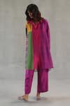 Buy_Roza_Purple Chanderi, Silk Collared Dune Colorblock Kurta And Pant Set _Online_at_Aza_Fashions