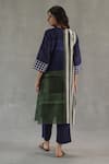 Shop_Roza_Blue Chanderi, Silk Round Neck Amour Printed Kurta And Pant Set _at_Aza_Fashions