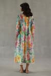 Shop_Roza_Pink Chanderi Lace Round Neck Fern Printed Dress _at_Aza_Fashions
