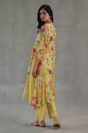 Shop_Roza_Yellow Chanderi Split V-neck Buttercup Floral Print Kurta And Pant Set _at_Aza_Fashions