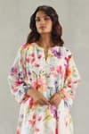 Buy_Roza_Ivory Chanderi Round Neck Buttercup Printed Kurta And Pant Set 