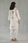 Shop_Roza_Ivory Linen Embroidery Split V-neck Jardin Tunic Pant Set _at_Aza_Fashions