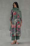 Buy_Roza_Green Roseate Chanderi Stole _at_Aza_Fashions