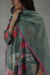 Roza_Green Roseate Chanderi Stole _Online_at_Aza_Fashions