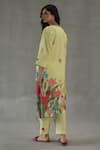 Shop_Roza_Yellow Linen Embroidery Round Neck Wildflower Printed Kurta And Pant Set _at_Aza_Fashions