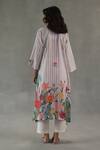 Shop_Roza_Pink Linen Embroidery Round Neck Wildflower Printed Kurta Set _at_Aza_Fashions