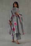 Buy_Roza_Gray Mirage Chanderi Stole _at_Aza_Fashions