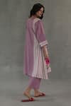 Shop_Roza_Pink Linen Embroidery Round Neck Mirage Straight Kurta Set _at_Aza_Fashions