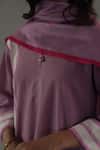 Roza_Pink Linen Embroidery Round Neck Mirage Straight Kurta Set _at_Aza_Fashions