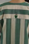 Roza_Green Linen Embroidery Round Neck Carolina Stripe Print Kurta And Pant Set _Online