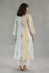 Shop_Roza_Ivory Linen Embroidery V-neck Dahlia Floral Print Kurta And Pant Set _at_Aza_Fashions