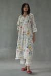 Buy_Roza_Ivory Linen Embroidery, Lace Round Neck Wishflower Print Kurta And Pant Set _at_Aza_Fashions